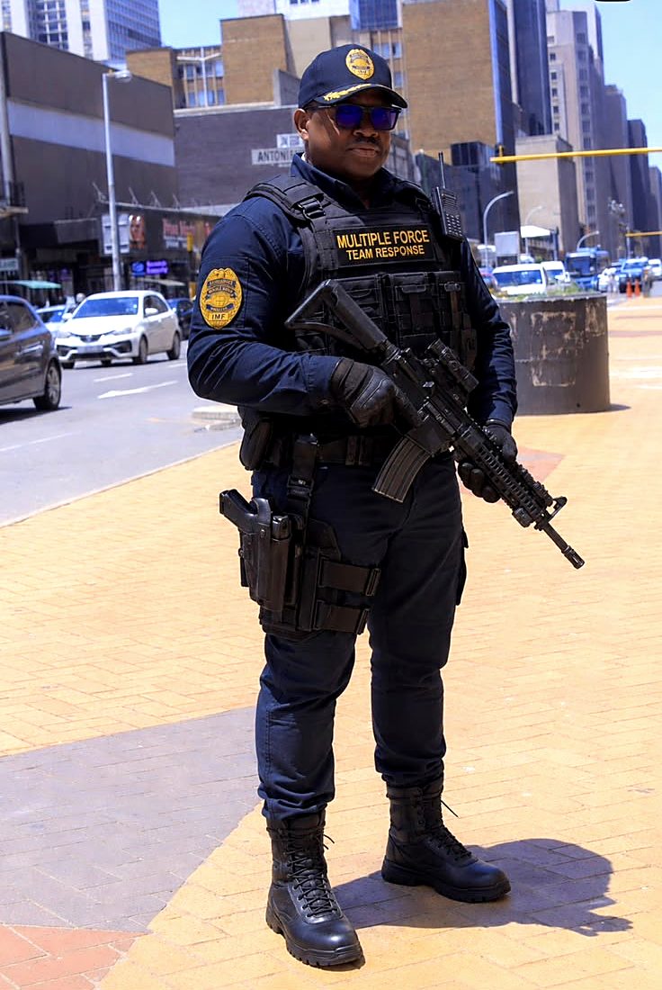 IMF protection officer on a city deployment